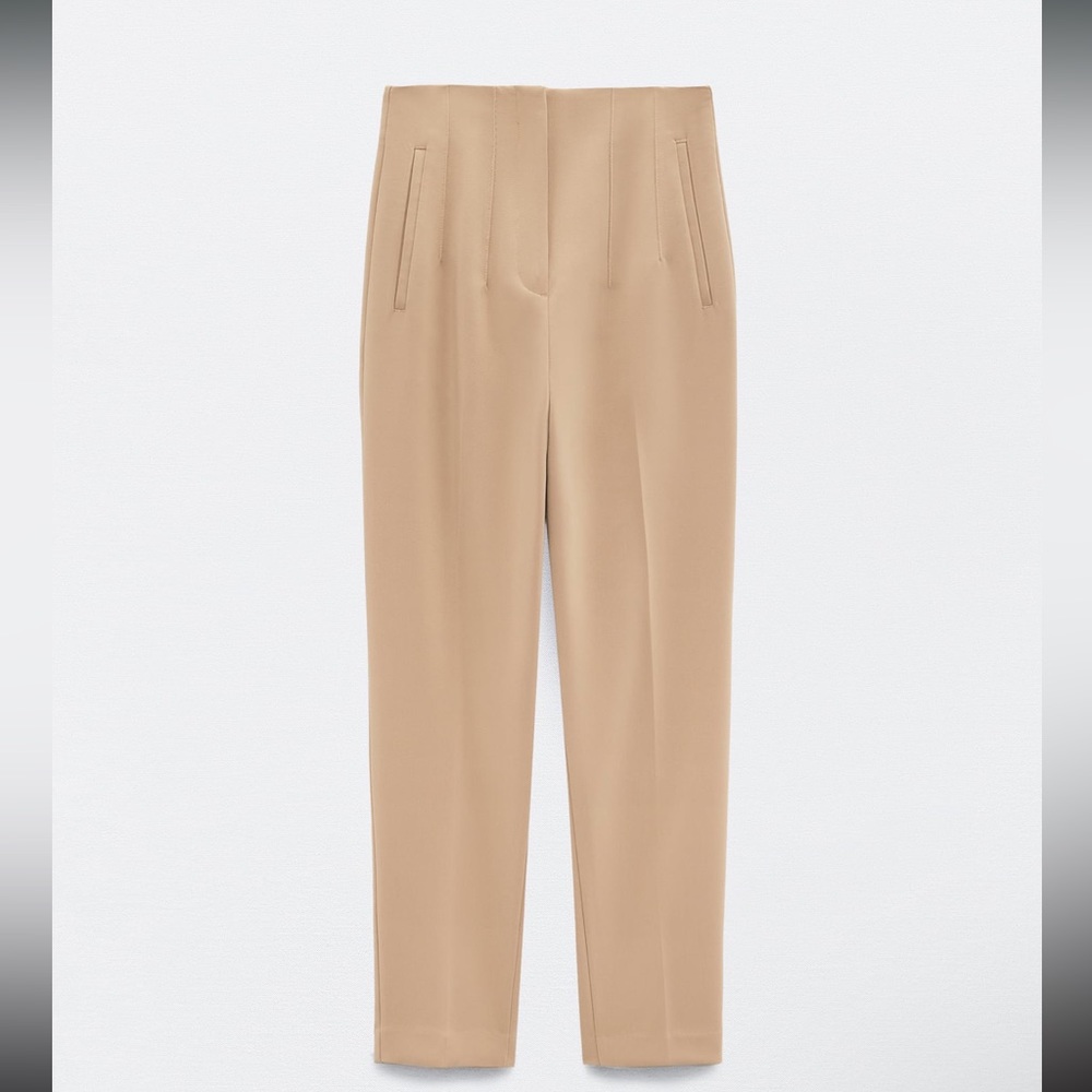 Zara Beige High-Waist Trousers